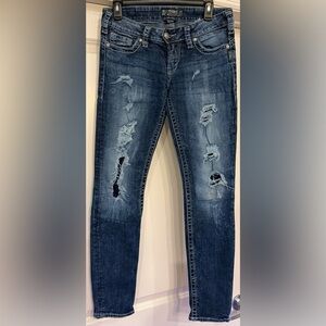 Silver Jeans Co. Women's Ripped Blue Capris Skinny Jeans